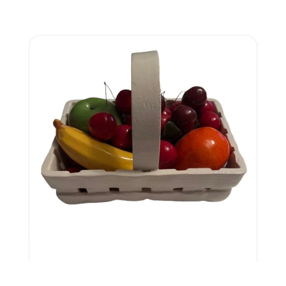Italian Fruit Basket Vintage Italian Wire Cherries Banana Apple Orange Rare‎
